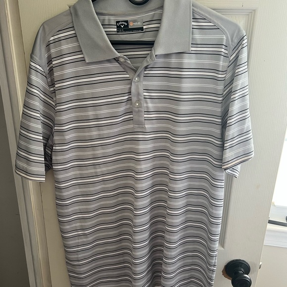 Callaway Men's Polo with Black and White Stripes - Picture 1 of 2